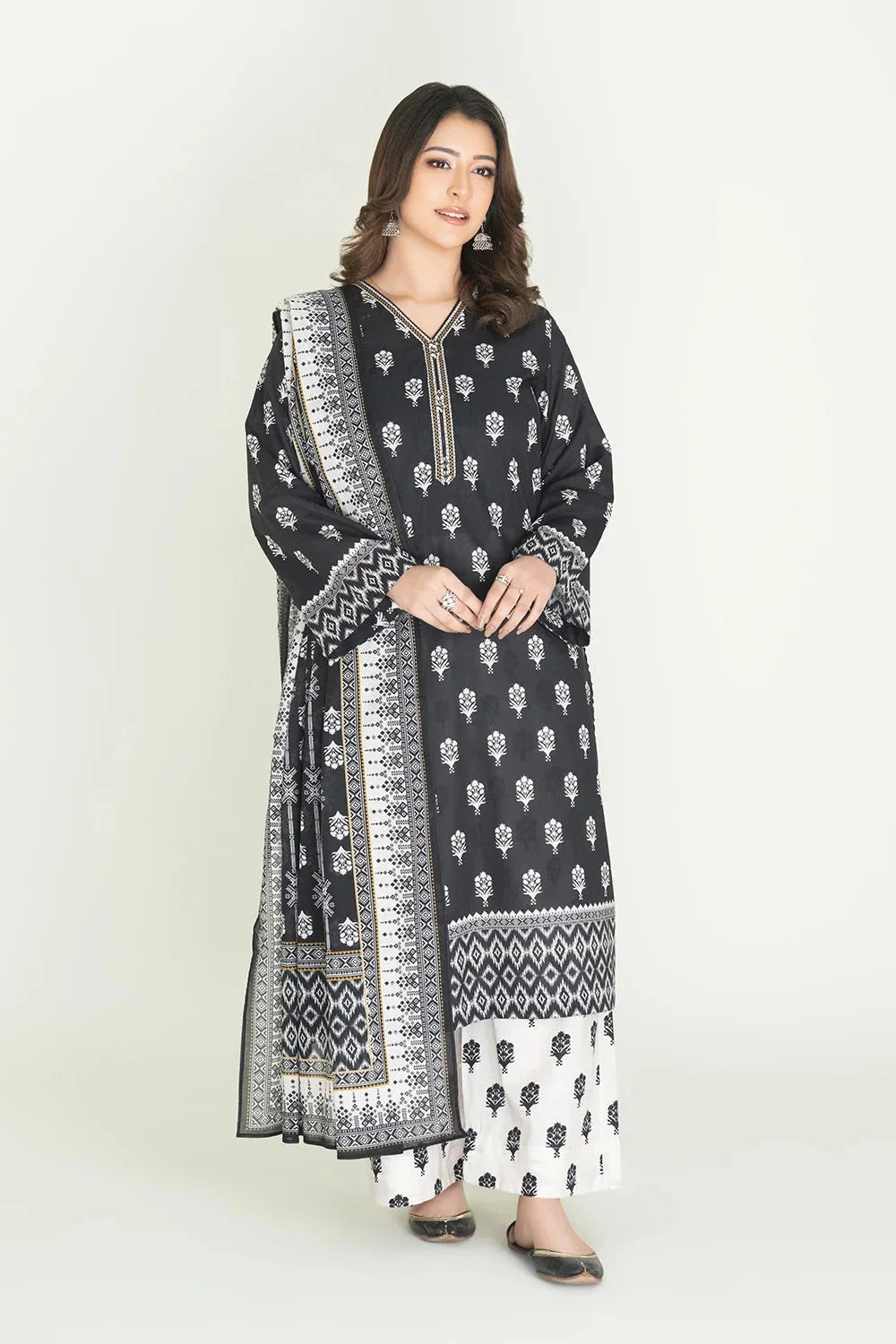 3PC Stitched Printed Lawn Suit | RTW-KLA-3879 KHAS STORES 