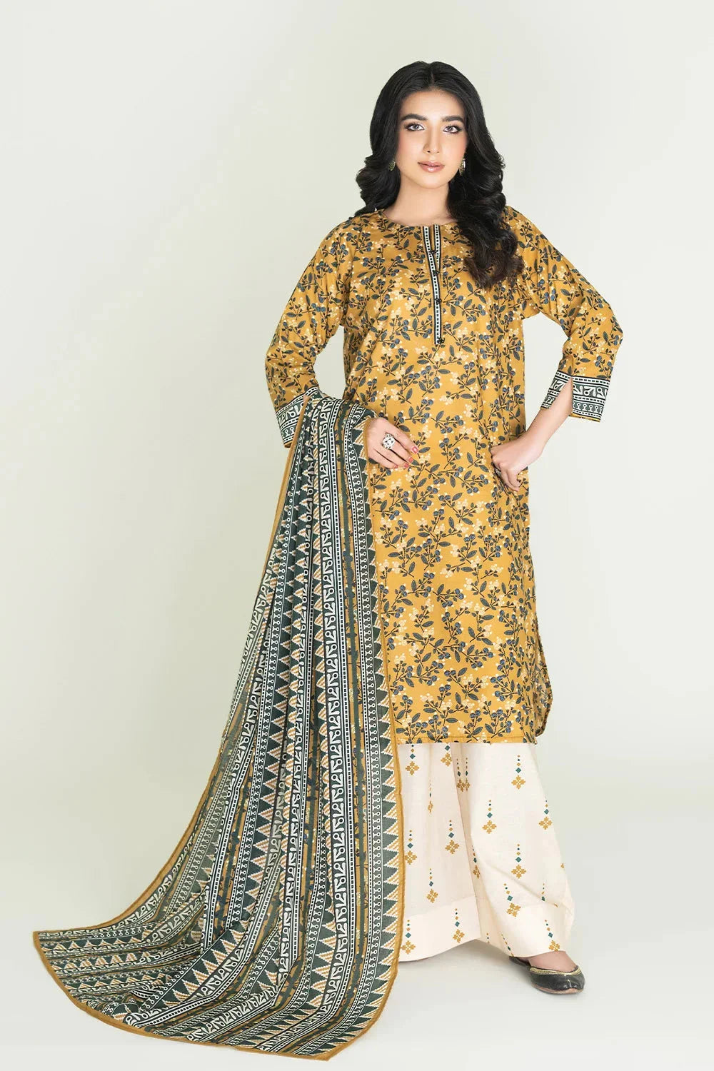 3PC Stitched Printed Lawn Suit | RTW-KLA-3880 KHAS STORES 