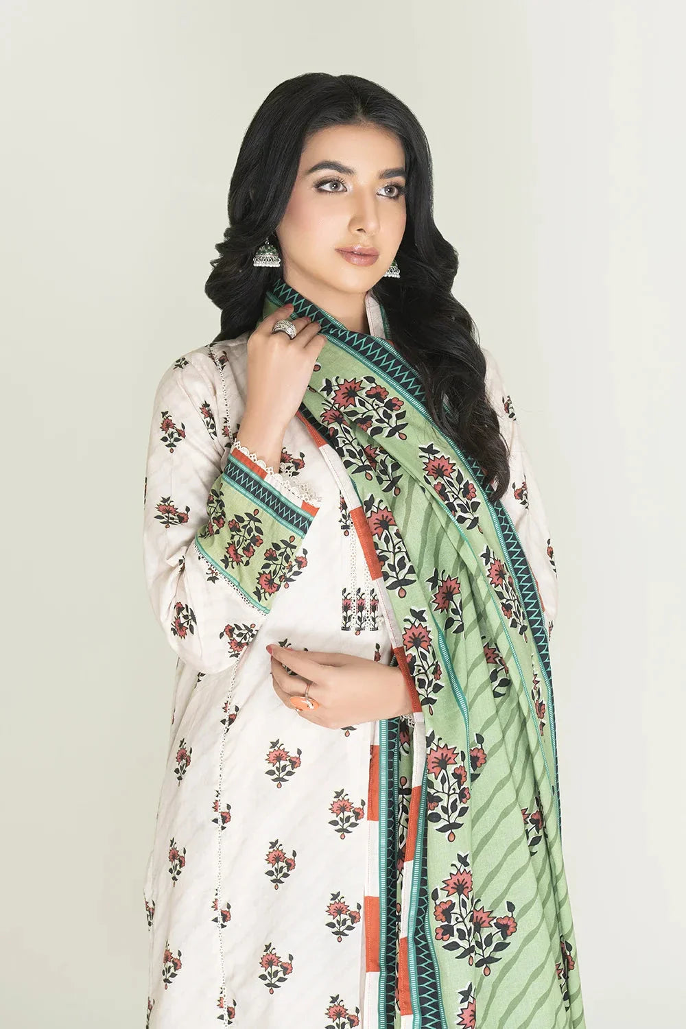 3PC Stitched Printed Lawn Suit | RTW-KLA-3881 KHAS STORES 