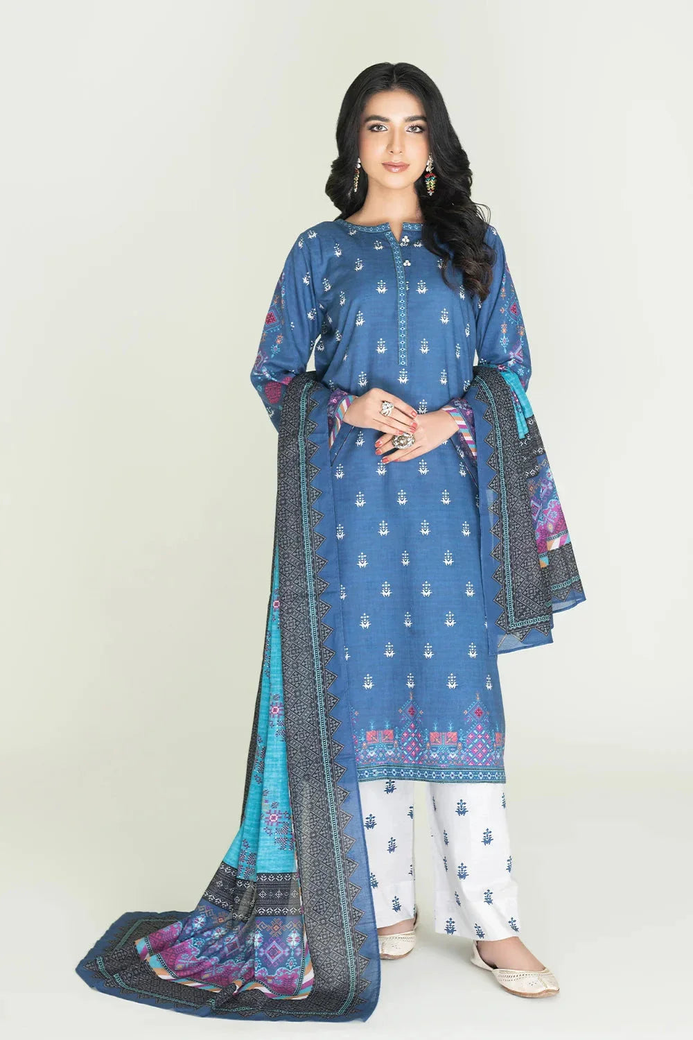 3PC Stitched Printed Lawn Suit | RTW-KLA-3883 Printed KHAS STORES 