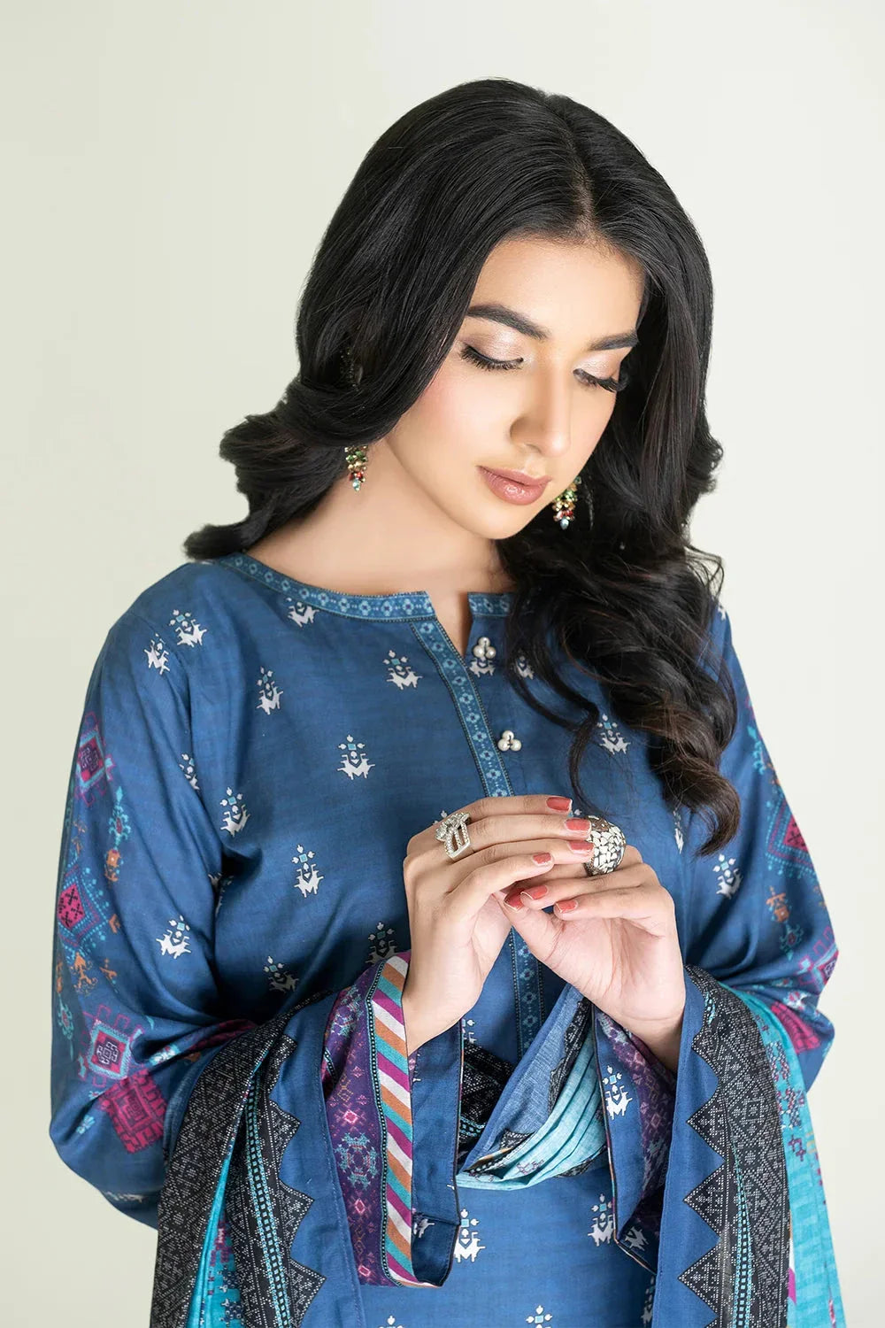 3PC Stitched Printed Lawn Suit | RTW-KLA-3883 Printed KHAS STORES 