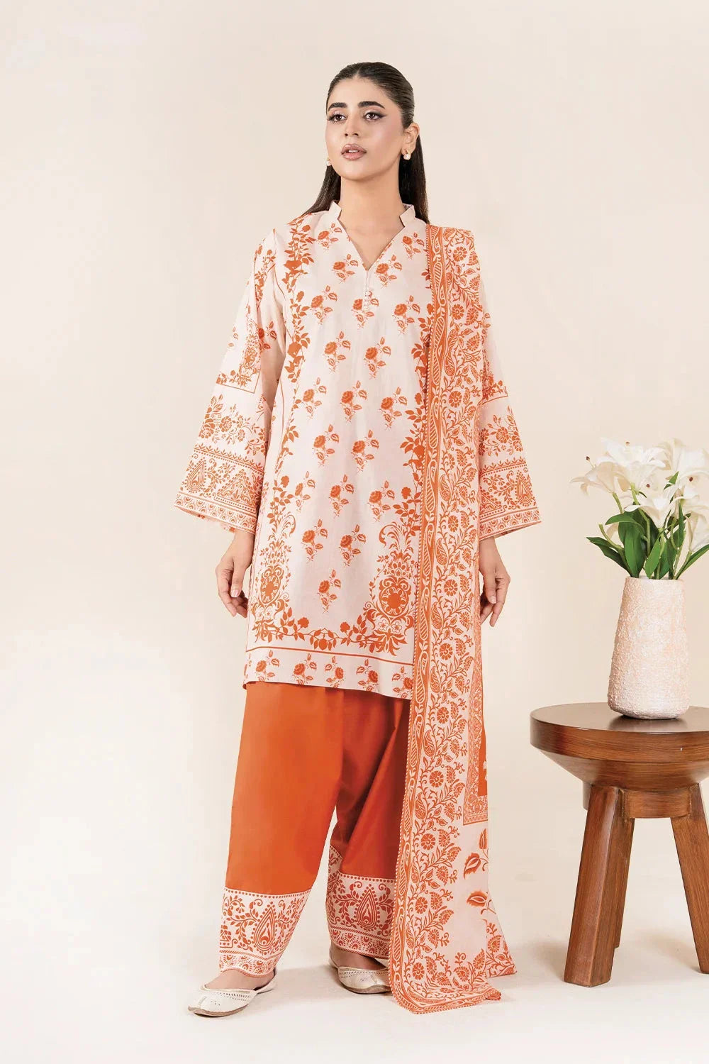 3PC Stitched Printed Lawn Suit | RTW-KLA-3886 Printed KHAS STORES 