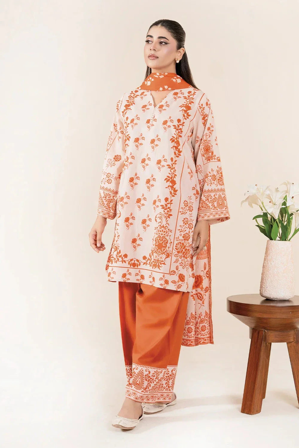 3PC Stitched Printed Lawn Suit | RTW-KLA-3886 Printed KHAS STORES 