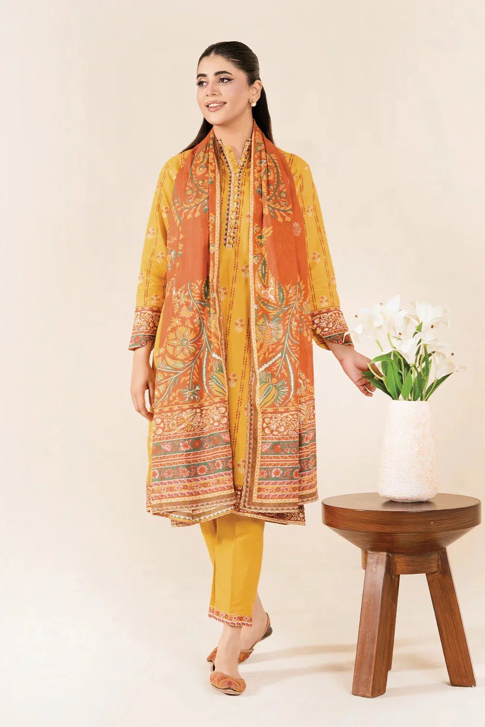 3PC Stitched Printed Lawn Suit | RTW-KLA-3887 Printed KHAS STORES 