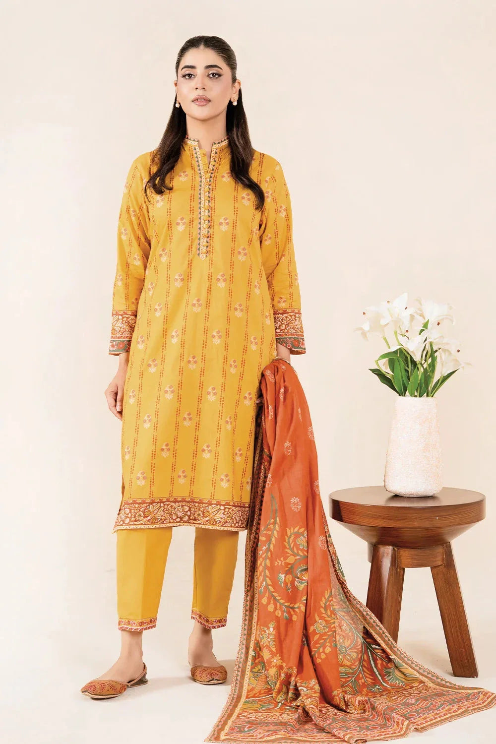 3PC Stitched Printed Lawn Suit | RTW-KLA-3887 Printed KHAS STORES 