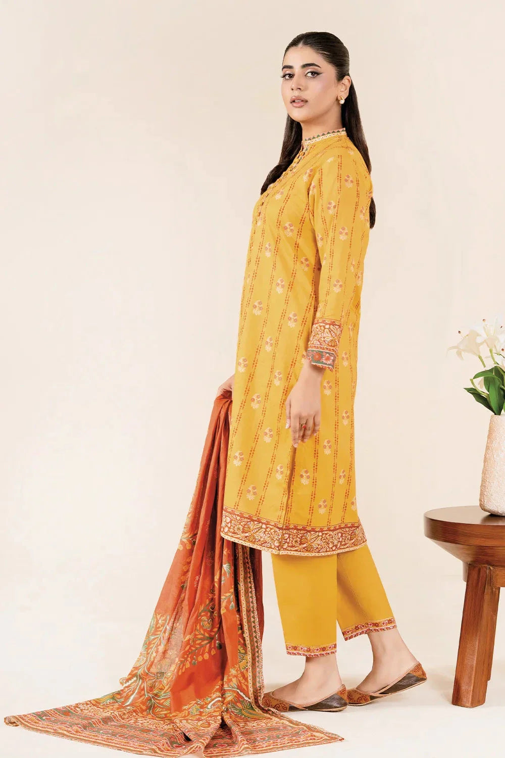 3PC Stitched Printed Lawn Suit | RTW-KLA-3887 Printed KHAS STORES 
