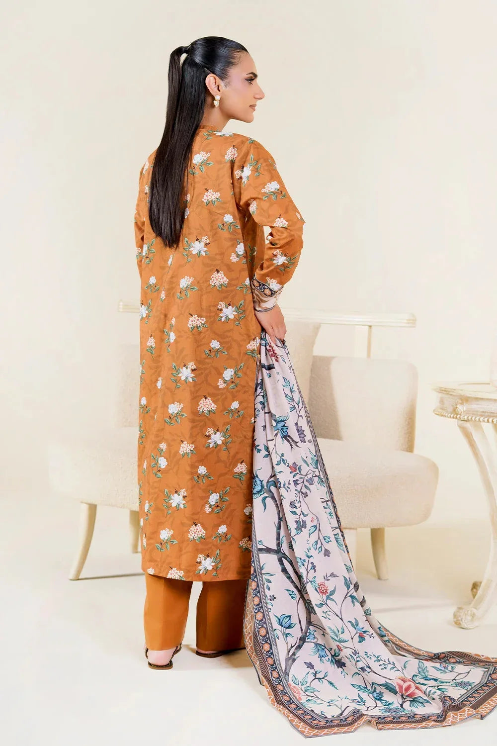 3PC Stitched Printed Lawn Suit | RTW-KLA-3898 Printed KHAS STORES 