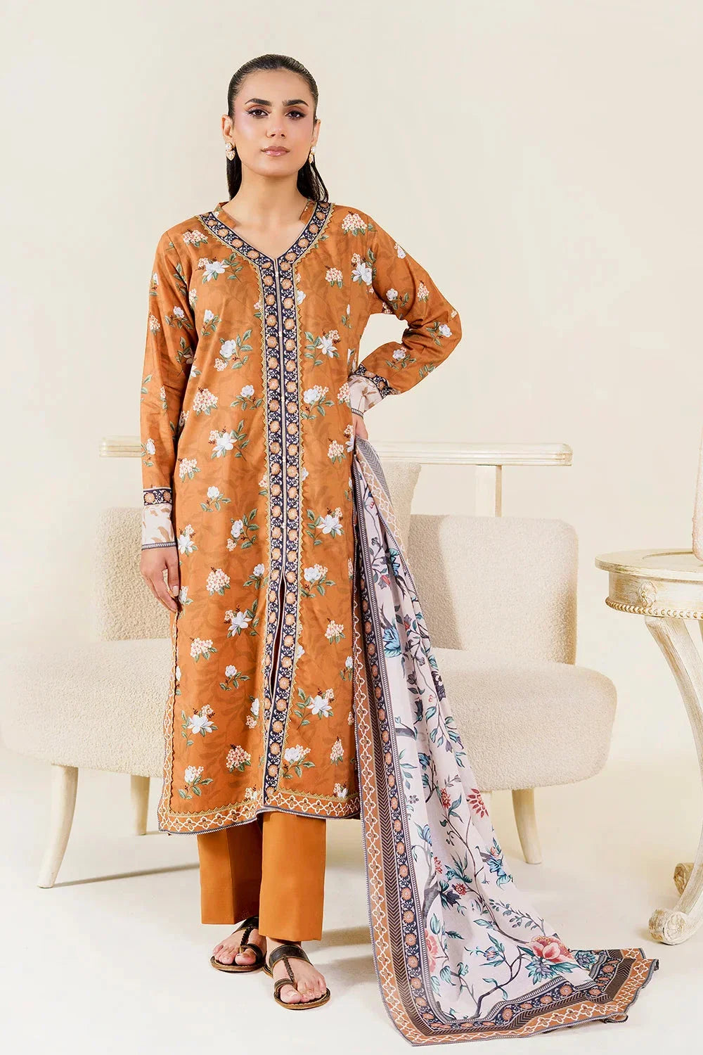 3PC Stitched Printed Lawn Suit | RTW-KLA-3898 Printed KHAS STORES 