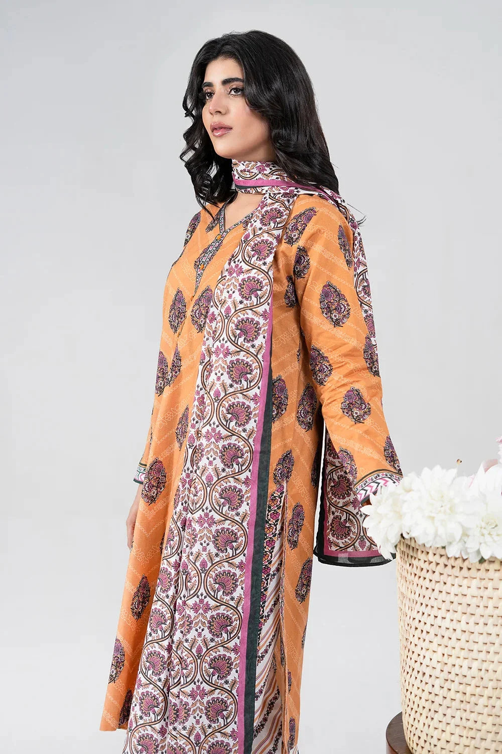 3PC Stitched Printed Lawn Suit | RTW-KLA-4041 Printed KHAS STORES 