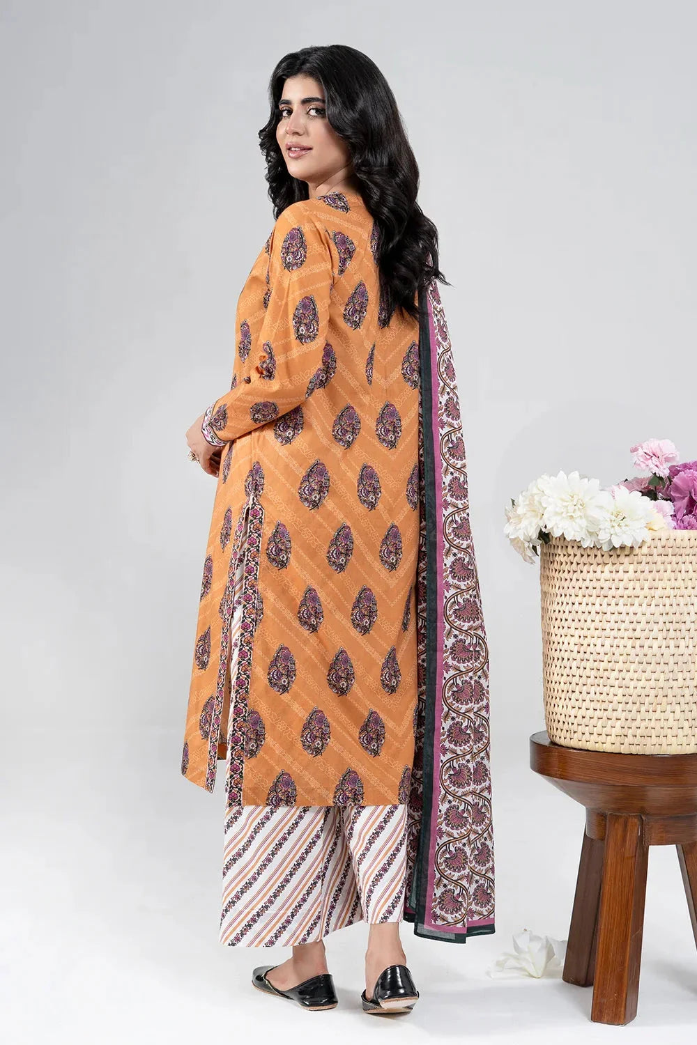 3PC Stitched Printed Lawn Suit | RTW-KLA-4041 Printed KHAS STORES 