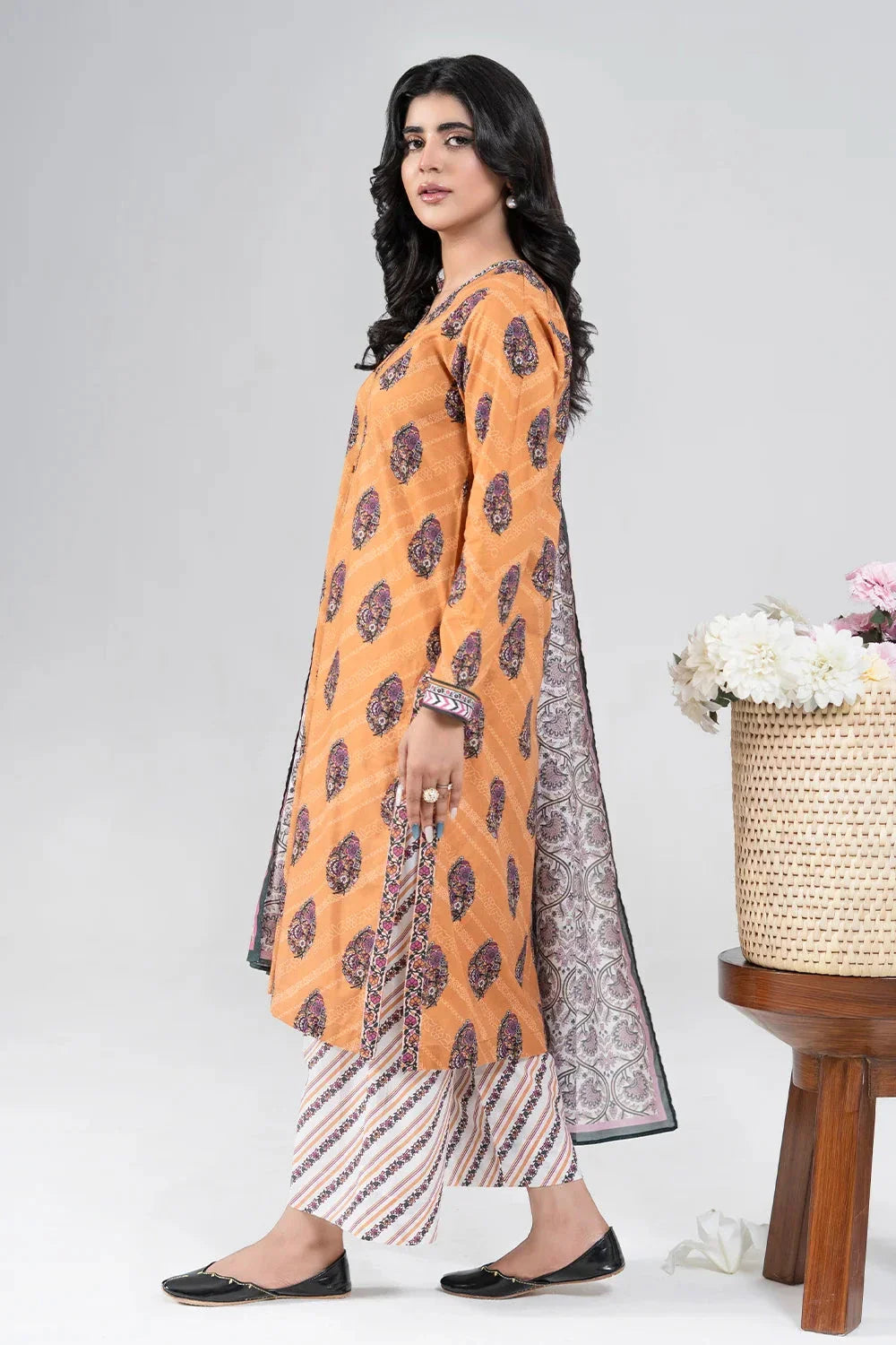 3PC Stitched Printed Lawn Suit | RTW-KLA-4041 Printed KHAS STORES 