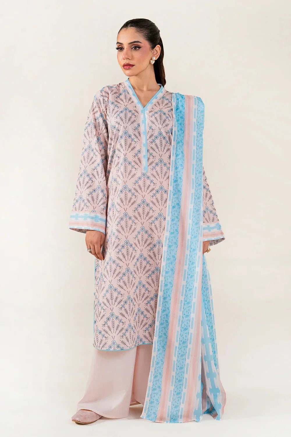 3PC Stitched Printed Lawn Suit | RTW-KLA-4073 Printed KHAS STORES 