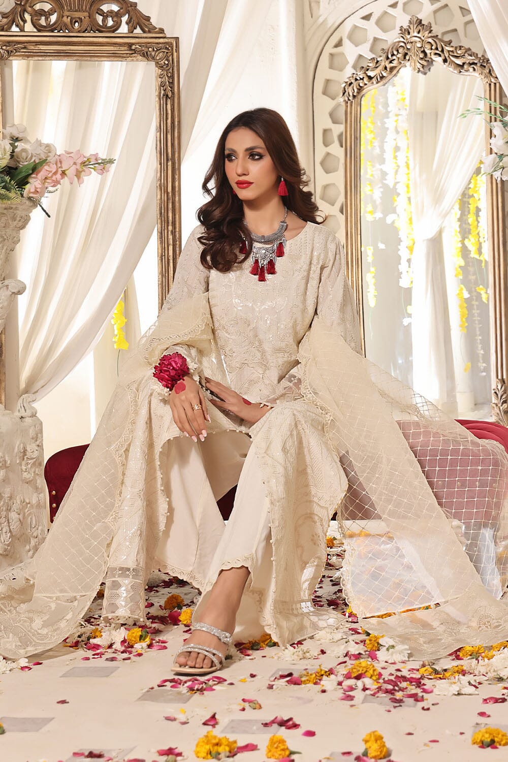 3PC Unstitched Embroidered Chiffon Suit KNAC-2242 Chiffon Collection KHAS STORES 
