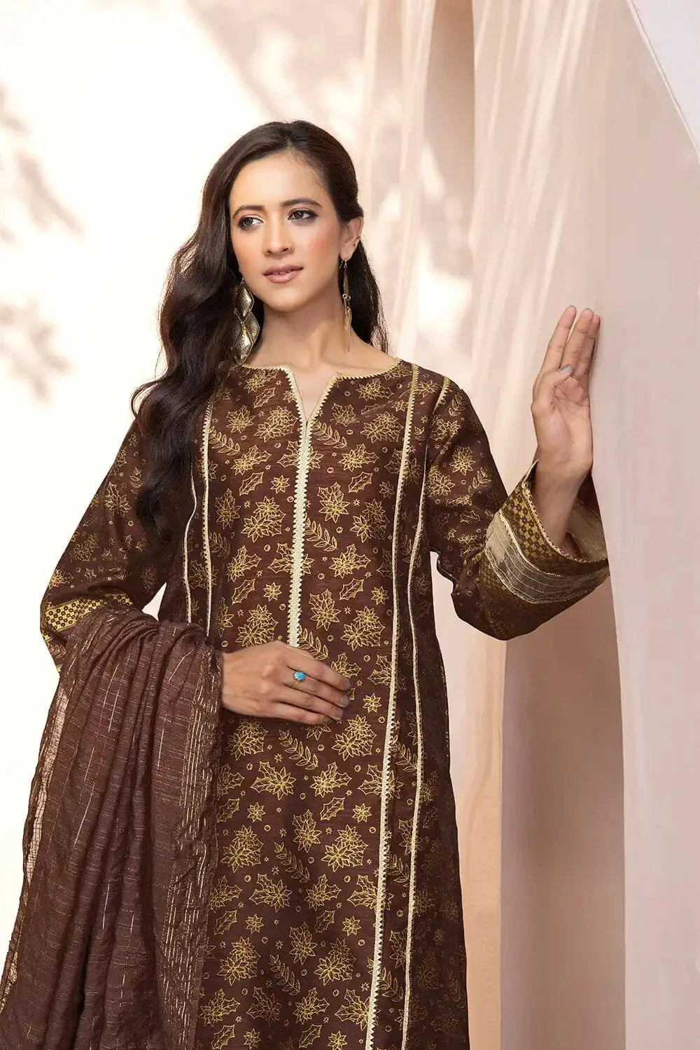 3PC Unstitched Printed Faux Silk Suit KFS-2330 KHAS STORES 