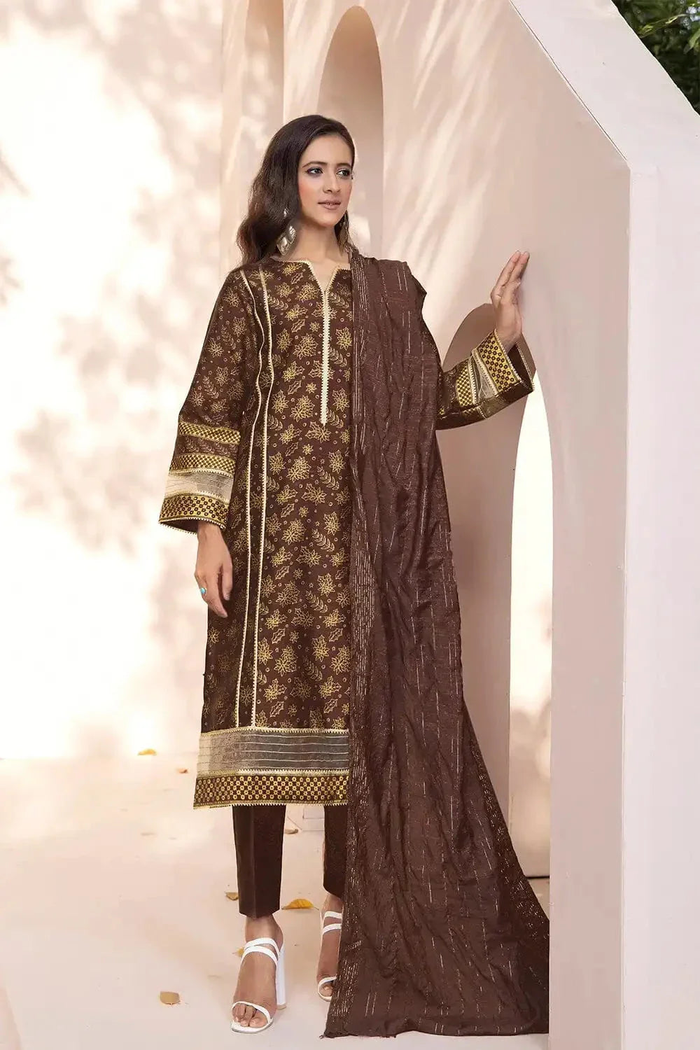 3PC Unstitched Printed Faux Silk Suit KFS-2330 KHAS STORES 