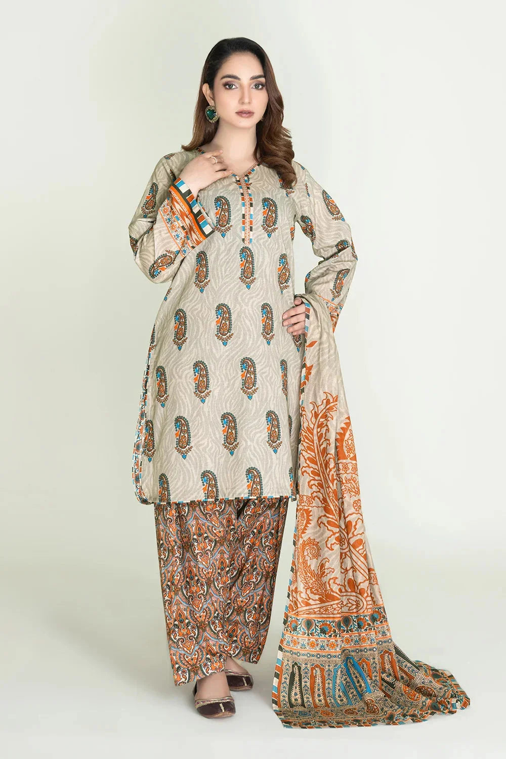 3PC Unstitched Printed Lawn Suit | KLA-3715 Printed KHAS STORES 