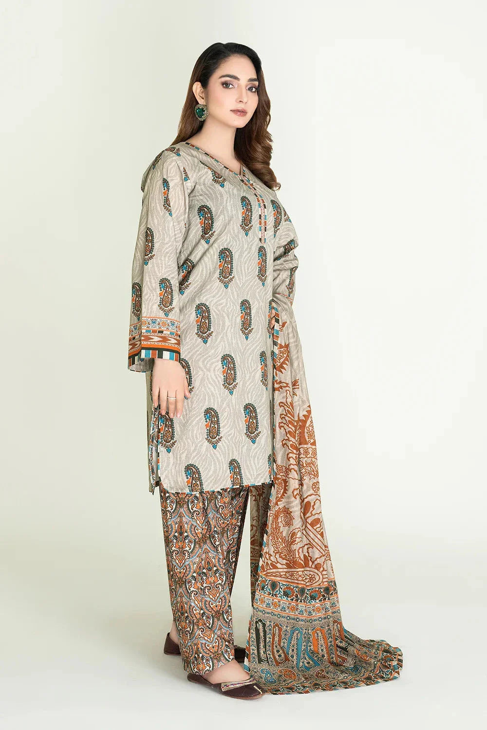 3PC Unstitched Printed Lawn Suit | KLA-3715 Printed KHAS STORES 