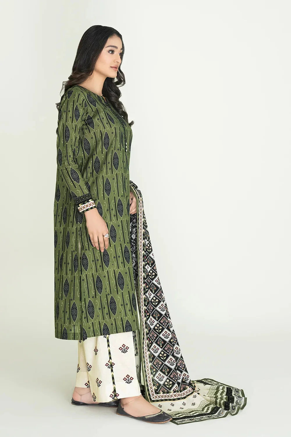 3PC Unstitched Printed Lawn Suit | KLA-3718 Printed KHAS STORES 