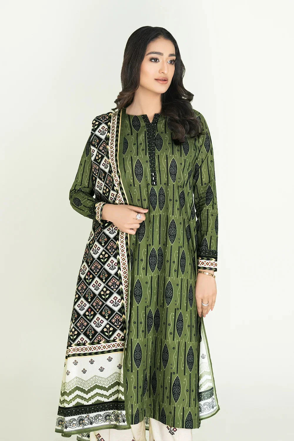 3PC Unstitched Printed Lawn Suit | KLA-3718 Printed KHAS STORES 