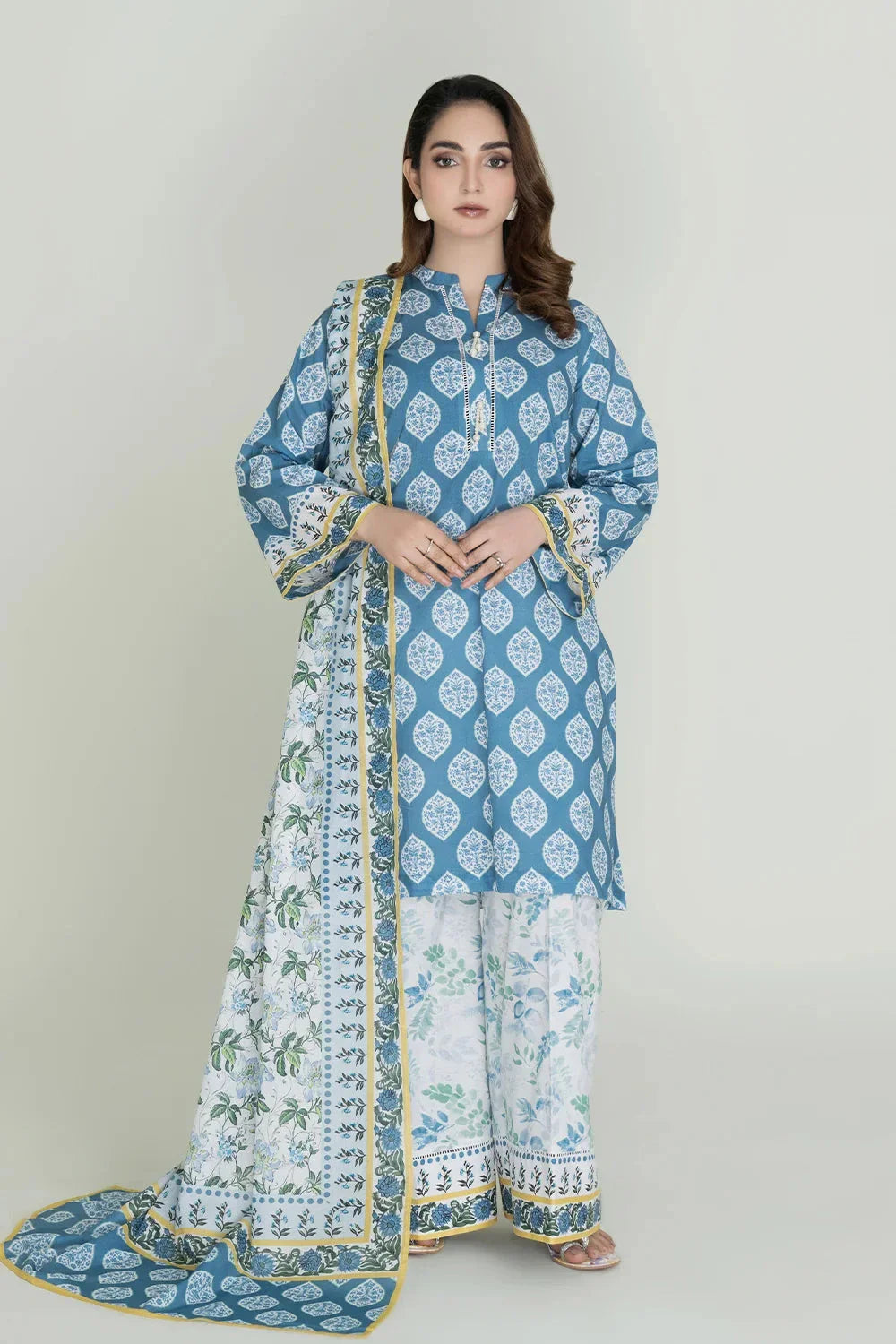 3PC Unstitched Printed Lawn Suit | KLA-3721 Printed KHAS STORES 