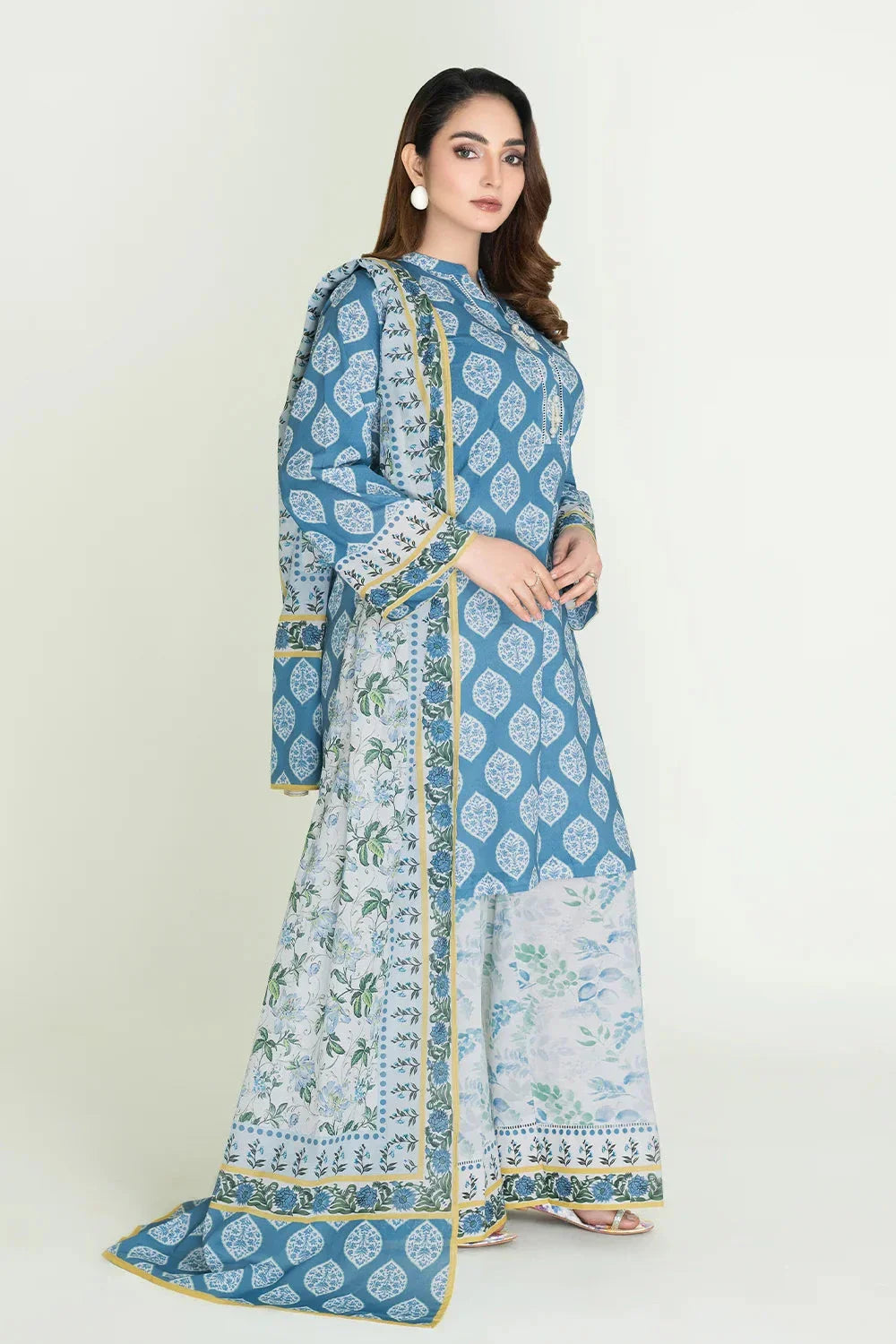 3PC Unstitched Printed Lawn Suit | KLA-3721 Printed KHAS STORES 