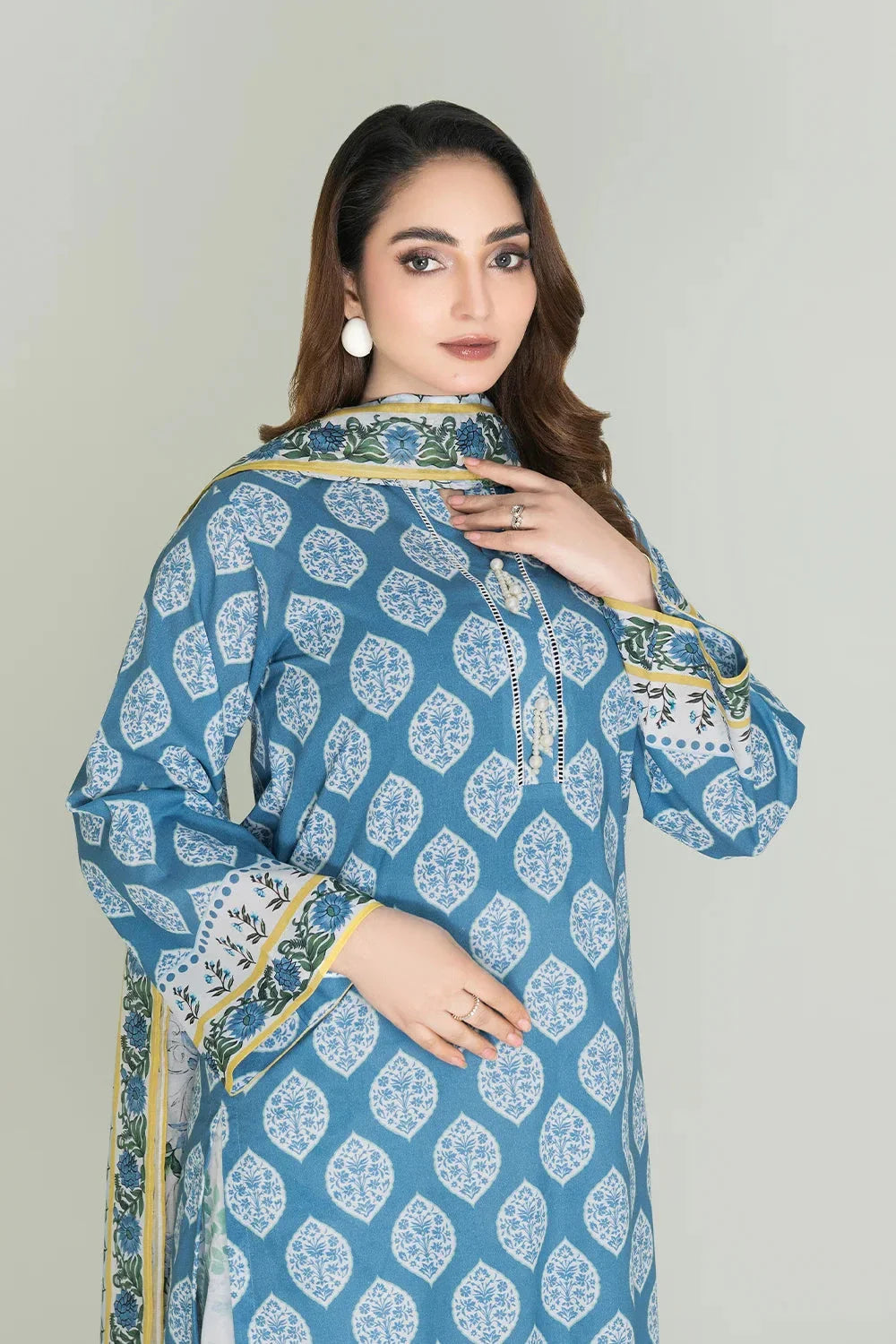 3PC Unstitched Printed Lawn Suit | KLA-3721 Printed KHAS STORES 