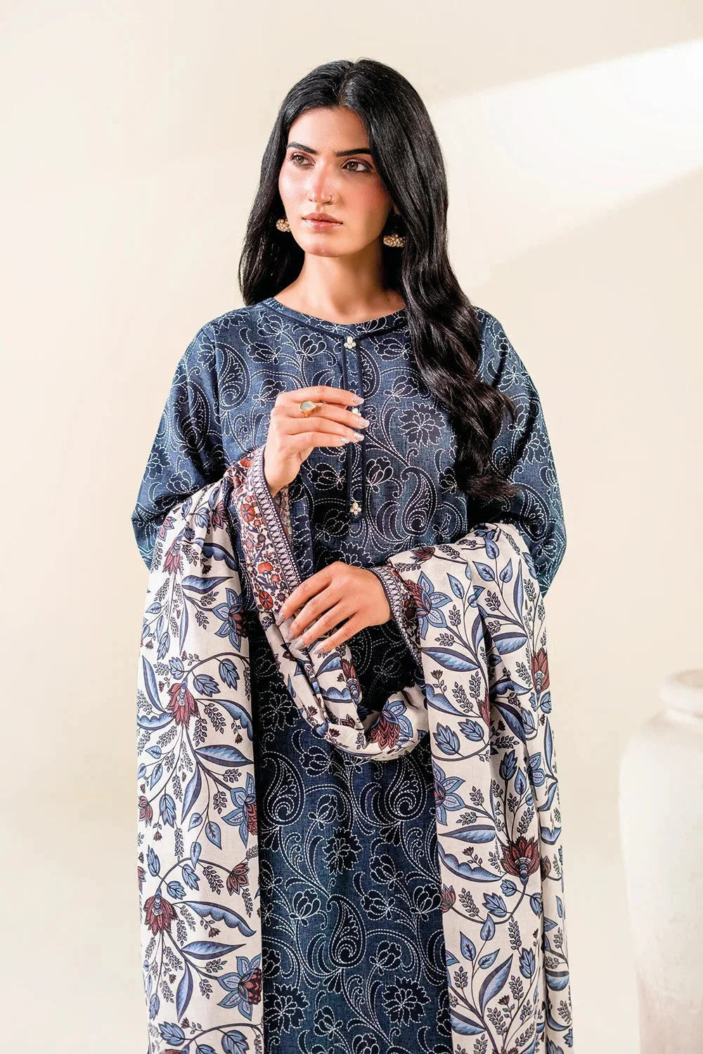 3PC Unstitched Printed Lawn Suit | KLA-3724 Printed KHAS STORES 