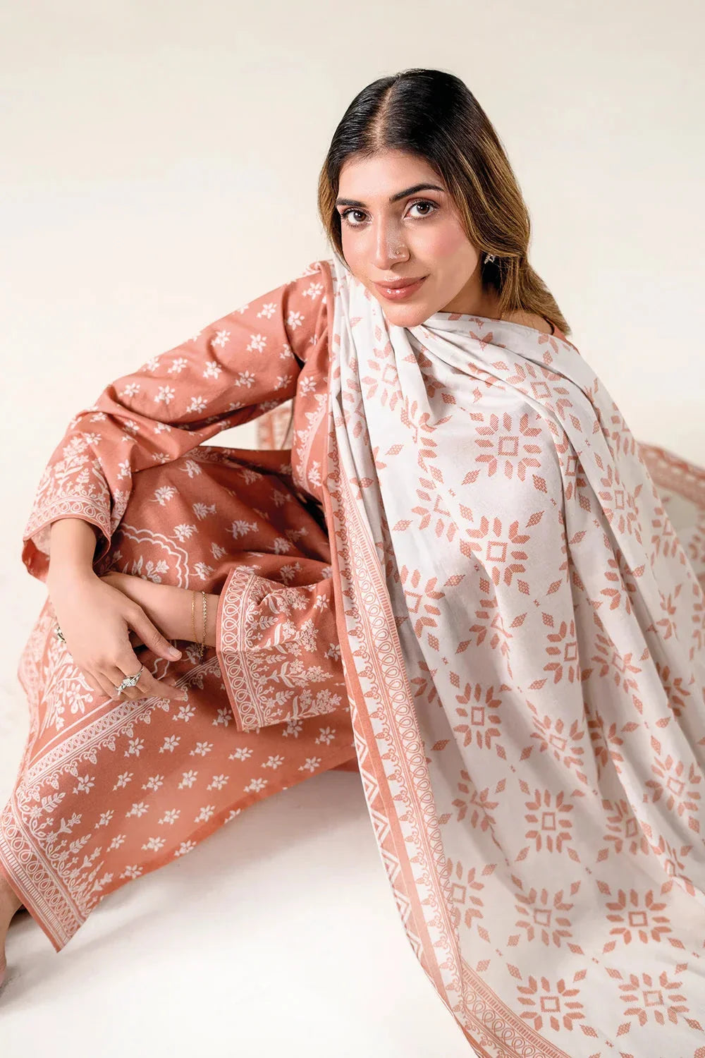 3PC Unstitched Printed Lawn Suit | KLA-3728 Printed KHAS STORES 