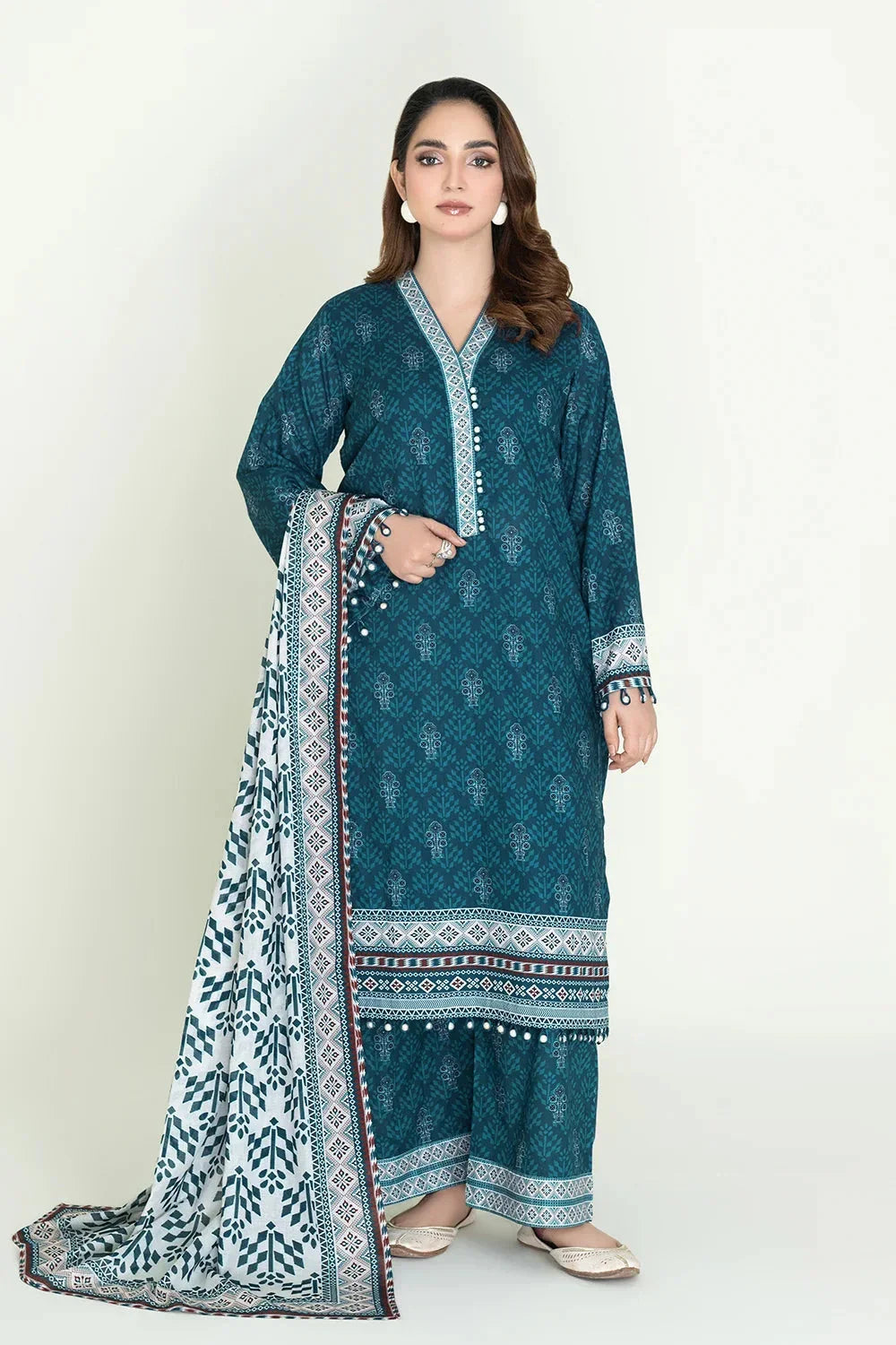 3PC Unstitched Printed Lawn Suit | KLA-3734 Printed KHAS STORES 