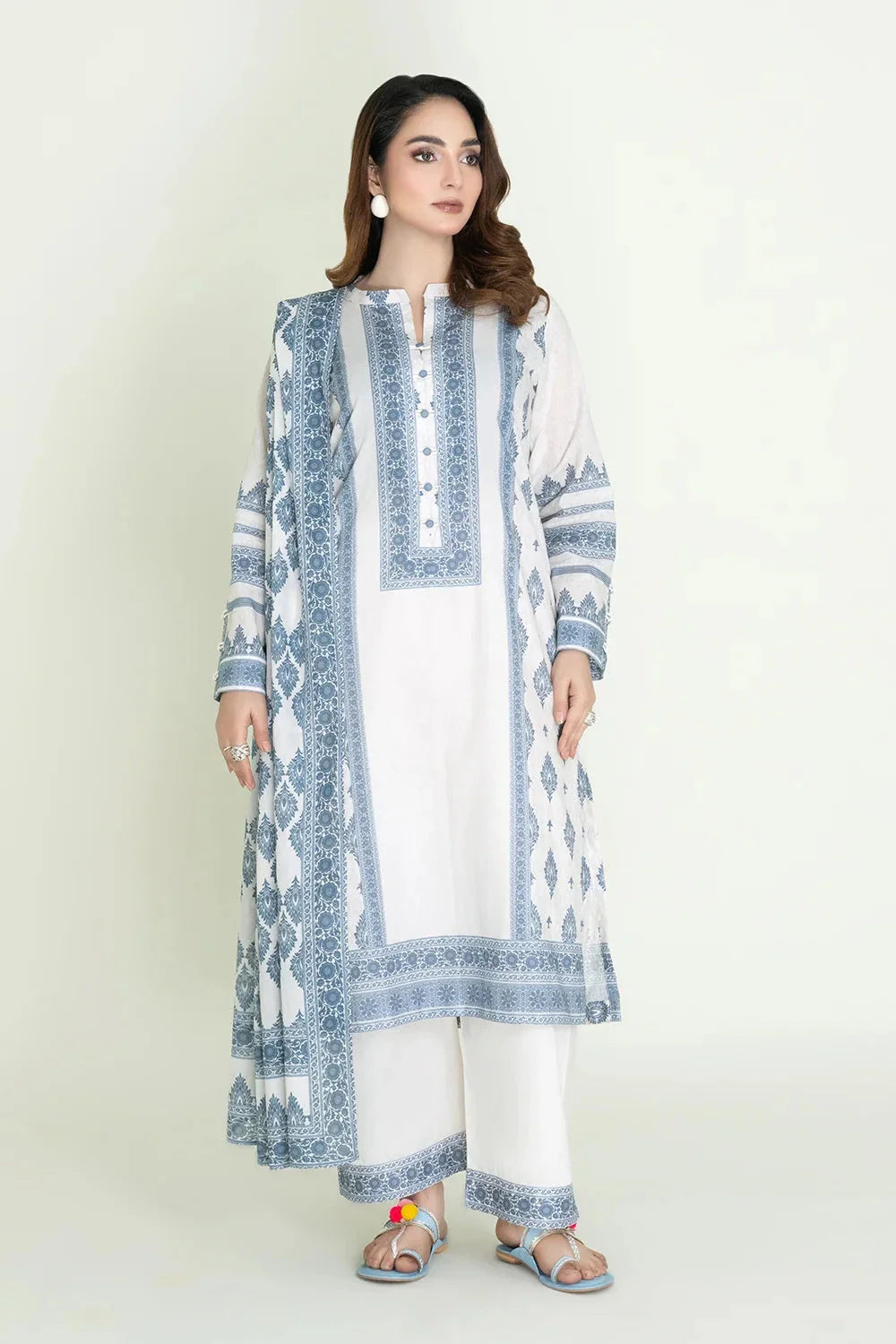 3PC Unstitched Printed Lawn Suit | KLA-3740 Printed KHAS STORES 