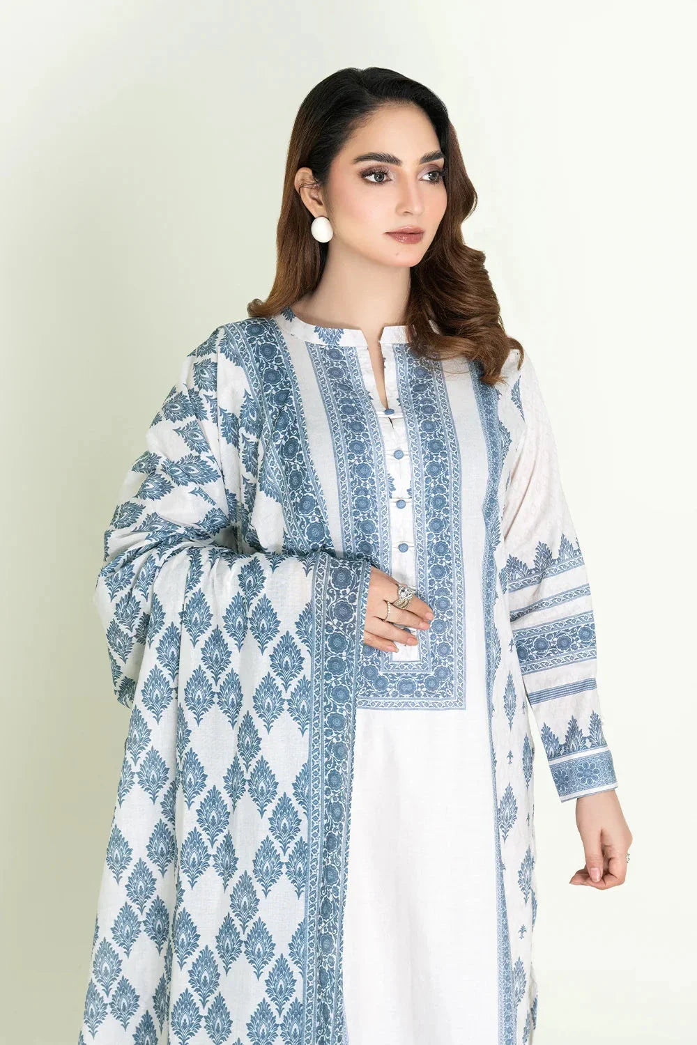 3PC Unstitched Printed Lawn Suit | KLA-3740 Printed KHAS STORES 