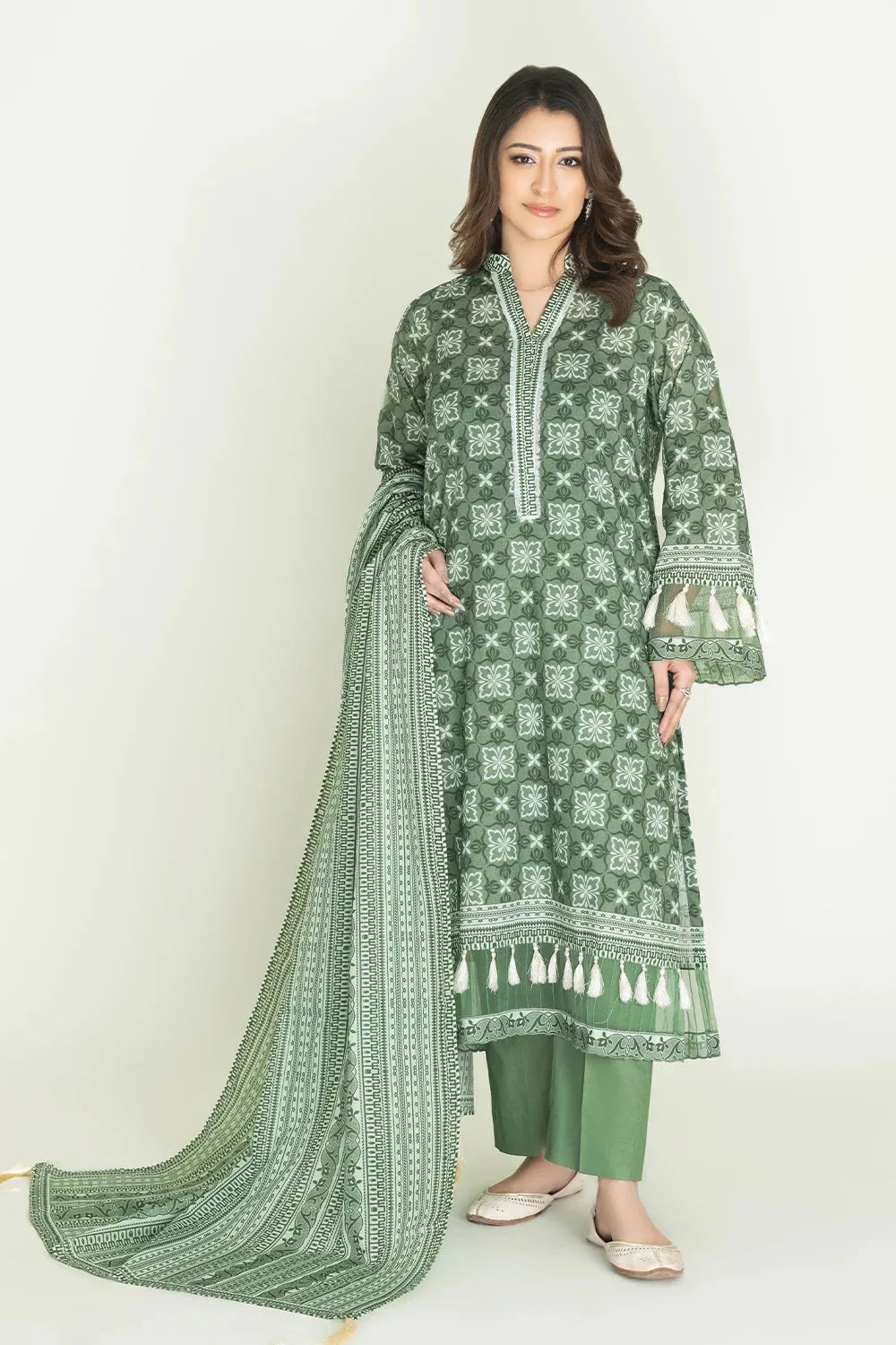 3PC Unstitched Printed Lawn Suit | KLA-3741 Printed KHAS STORES 