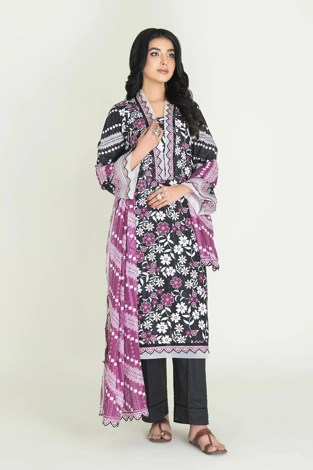 3PC Unstitched Printed Lawn Suit | KLA-3742 Printed KHAS STORES 