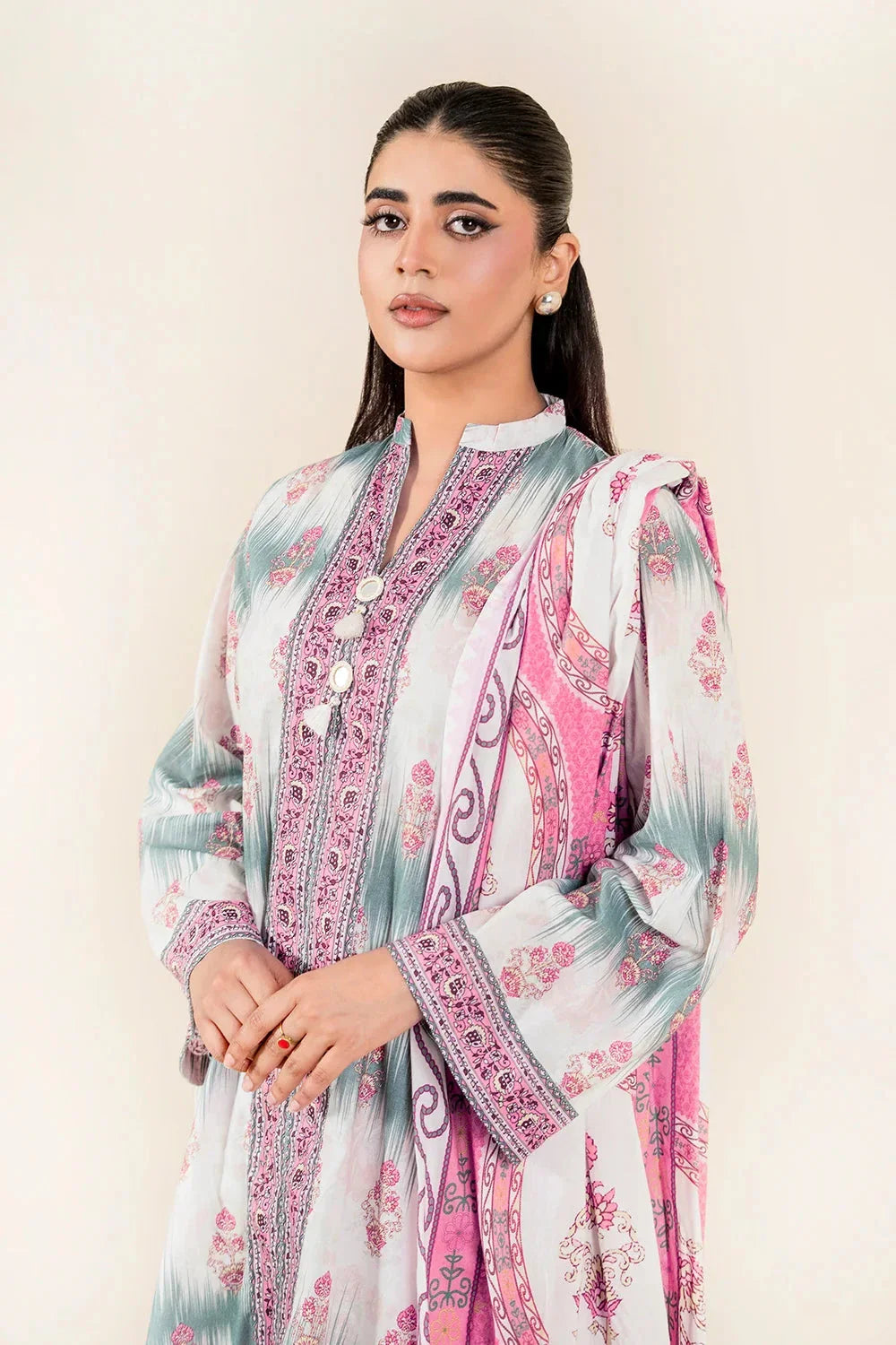 3PC Unstitched Printed Lawn Suit | KLA-3747 Printed KHAS STORES 