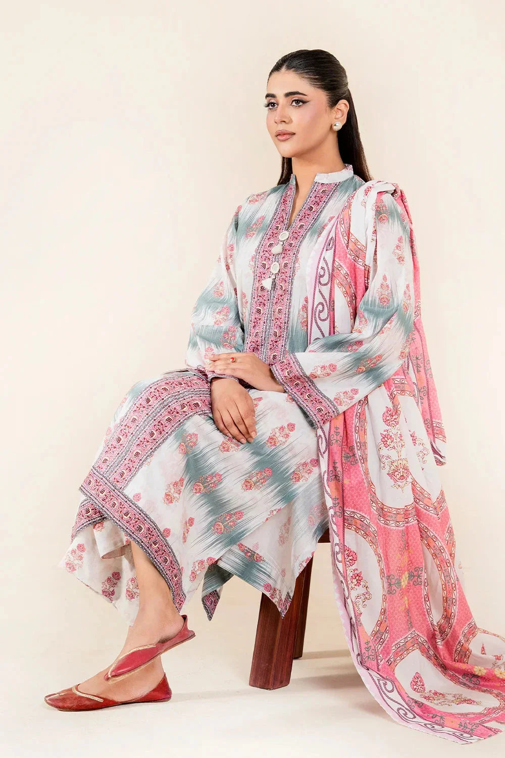 3PC Unstitched Printed Lawn Suit | KLA-3747 Printed KHAS STORES 
