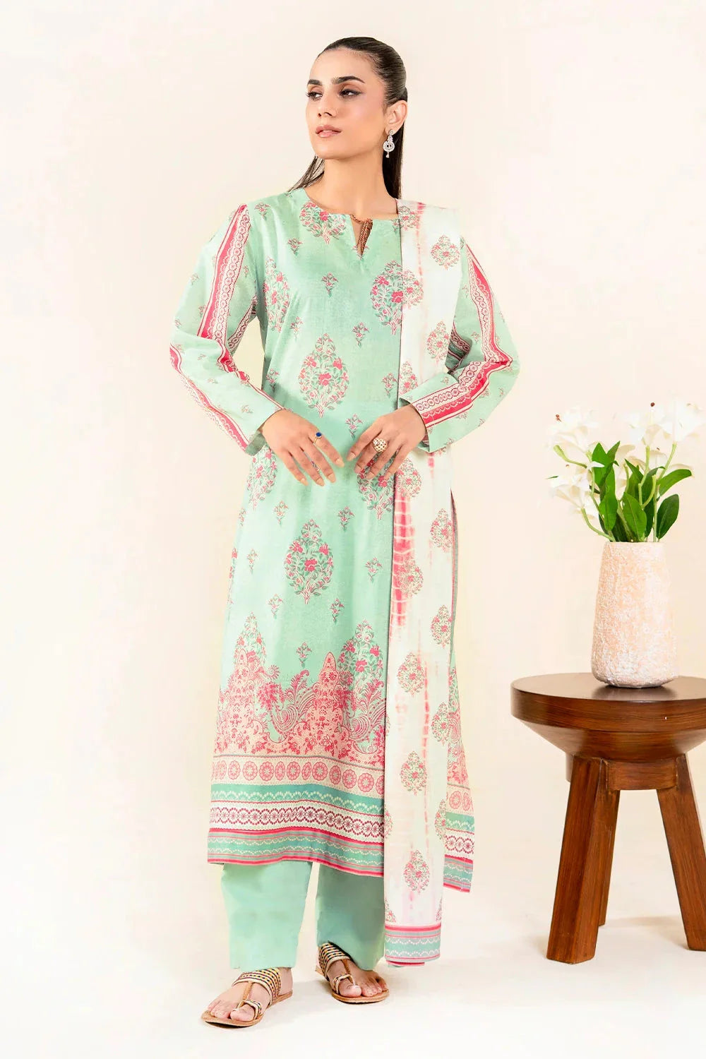 3PC Unstitched Printed Lawn Suit | KLA-3749 Printed KHAS STORES 