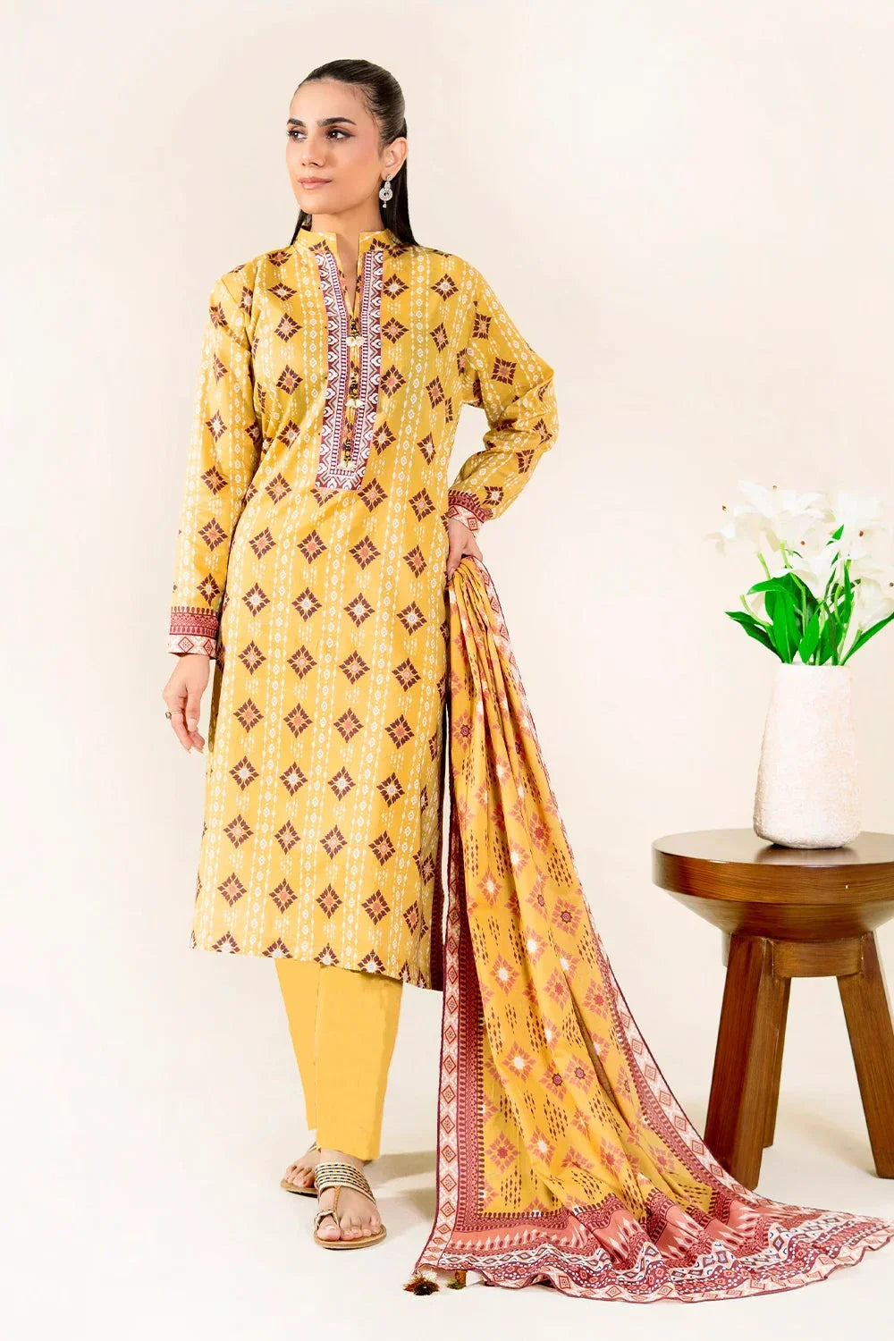 3PC Unstitched Printed Lawn Suit | KLA-3752 Printed KHAS STORES 