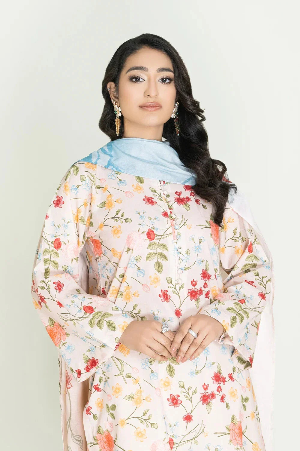 3PC Unstitched Printed Lawn Suit | KLA-3755 Printed KHAS STORES 