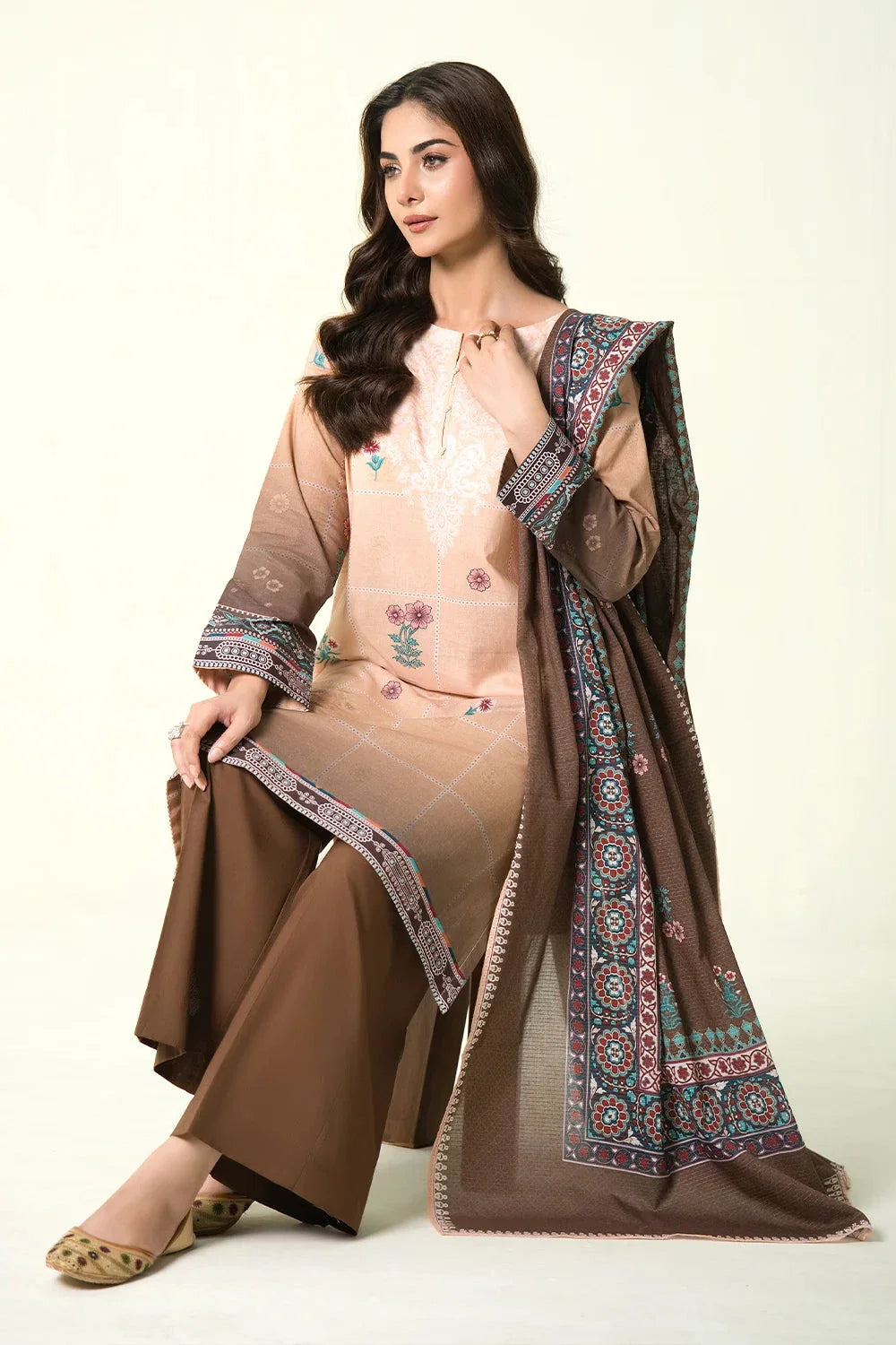 3PC Unstitched Printed Lawn Suit | KLA-3907 Printed KHAS STORES 