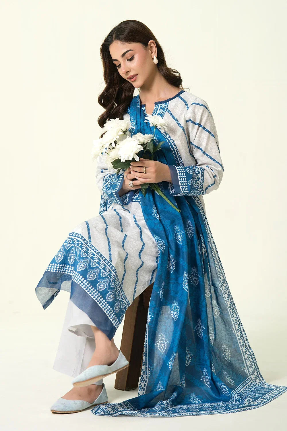 3PC Unstitched Printed Lawn Suit | KLA-3955 Printed KHAS STORES 
