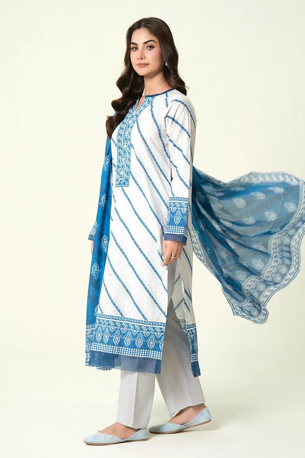 3PC Unstitched Printed Lawn Suit | KLA-3955 Printed KHAS STORES 