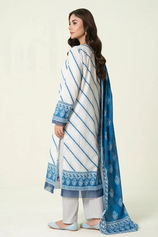 3PC Unstitched Printed Lawn Suit | KLA-3955 Printed KHAS STORES 