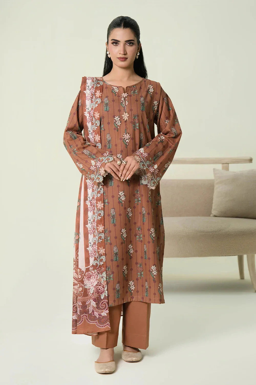 3PC Unstitched Printed Lawn Suit | KLA-3977 Printed KHAS STORES 