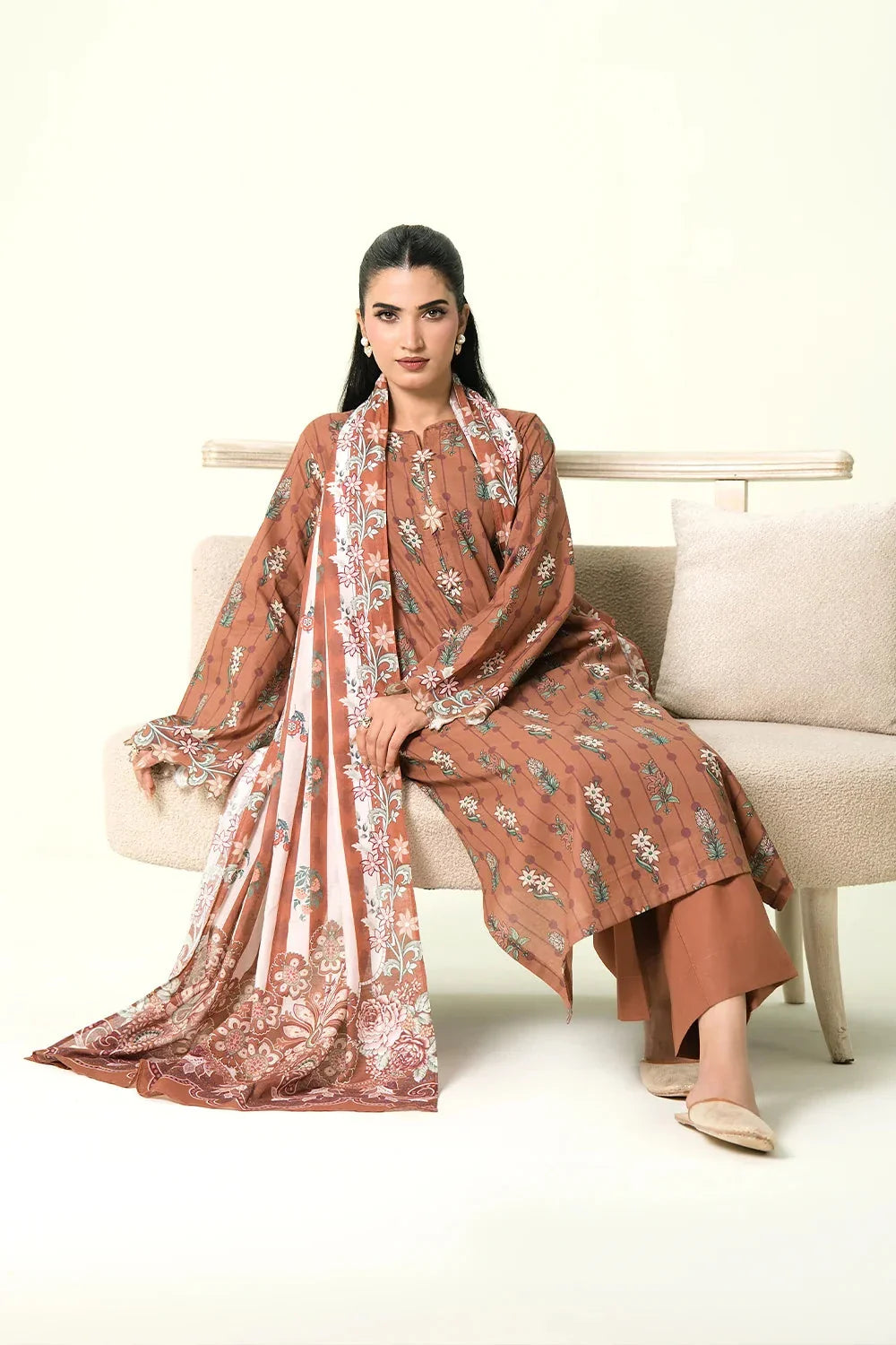 3PC Unstitched Printed Lawn Suit | KLA-3977 Printed KHAS STORES 