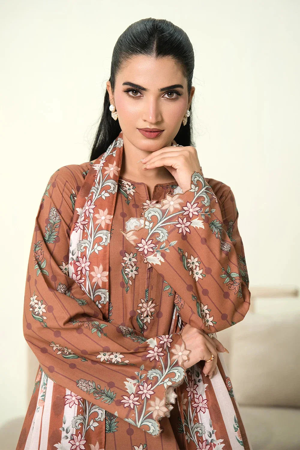 3PC Unstitched Printed Lawn Suit | KLA-3977 Printed KHAS STORES 
