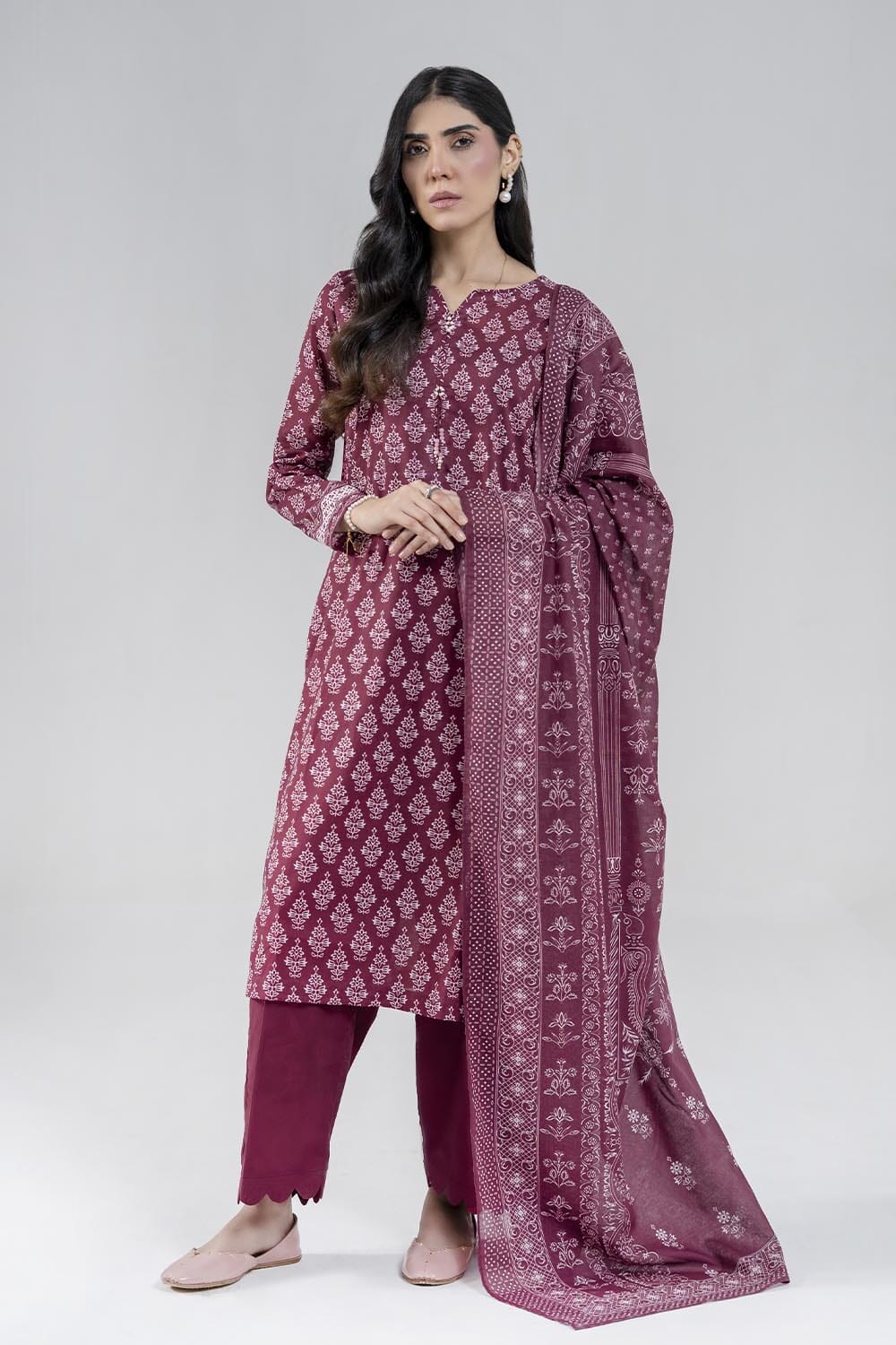 3PC Unstitched Printed Lawn Suit | KLA-3983 Printed KHAS STORES 