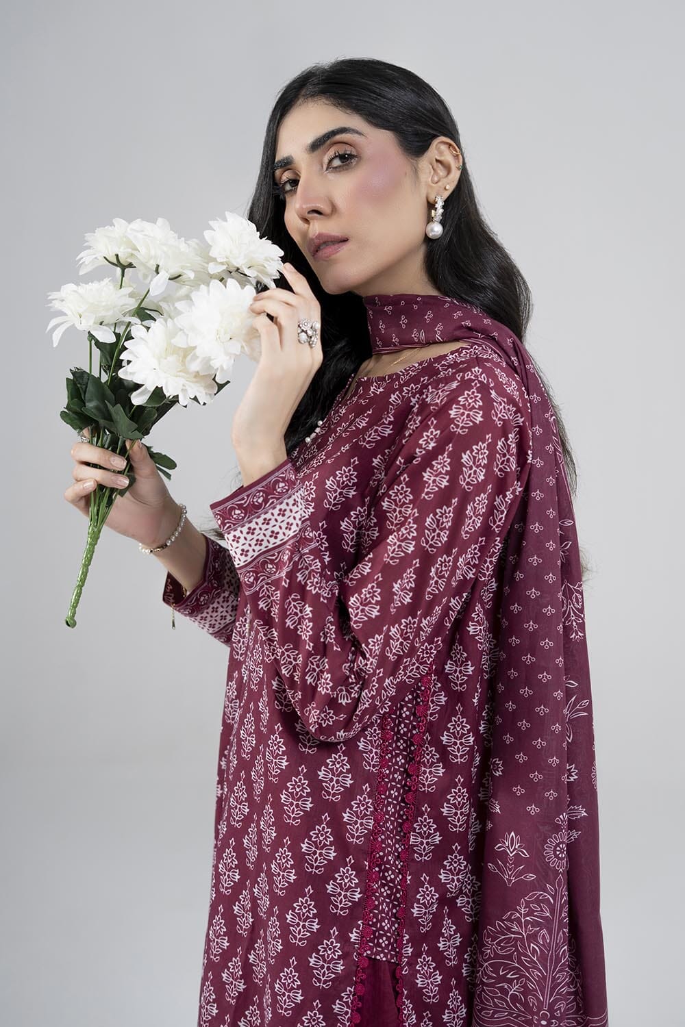 3PC Unstitched Printed Lawn Suit | KLA-3983 Printed KHAS STORES 
