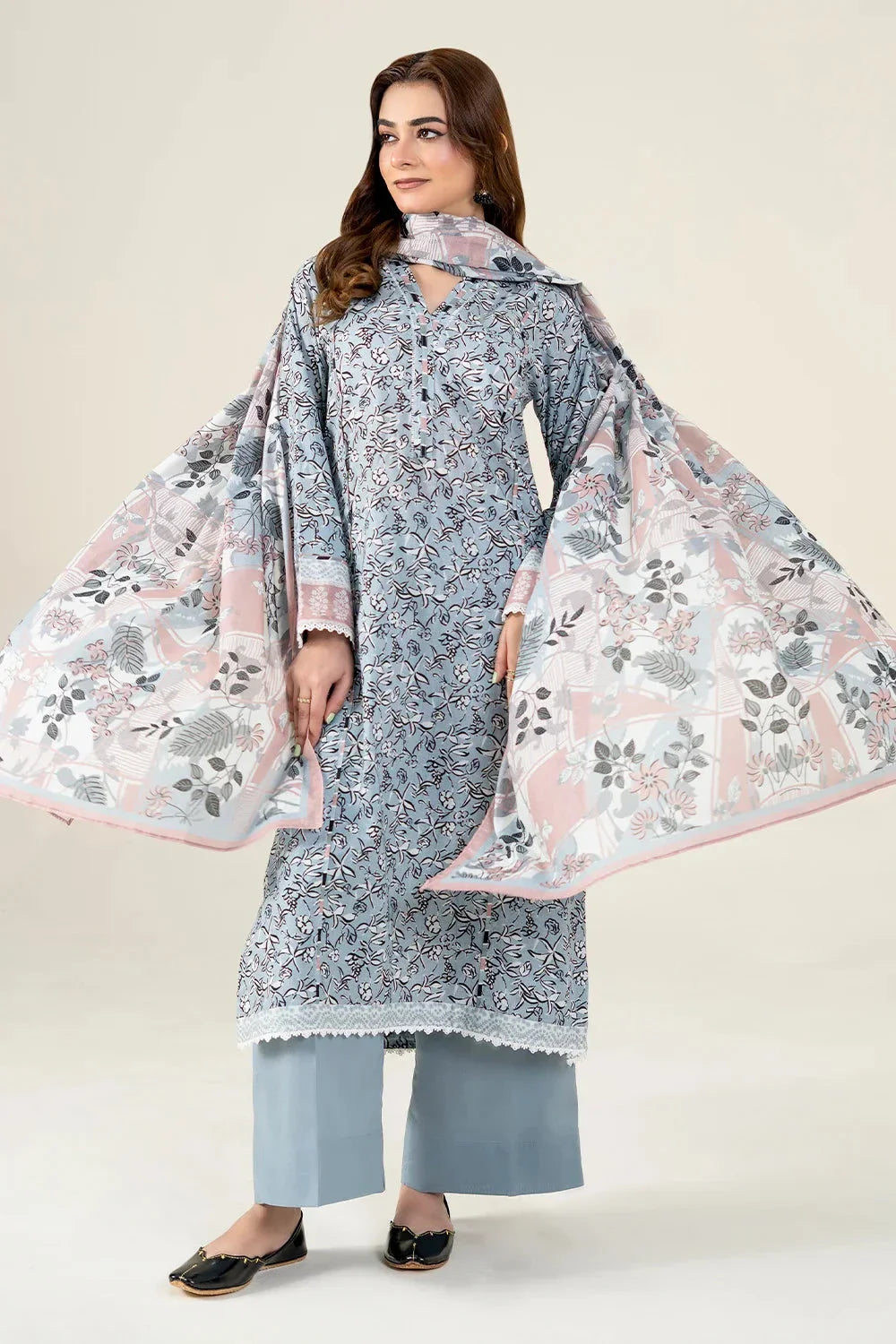 3PC Unstitched Printed Lawn Suit | KLA-3984 Printed KHAS STORES 