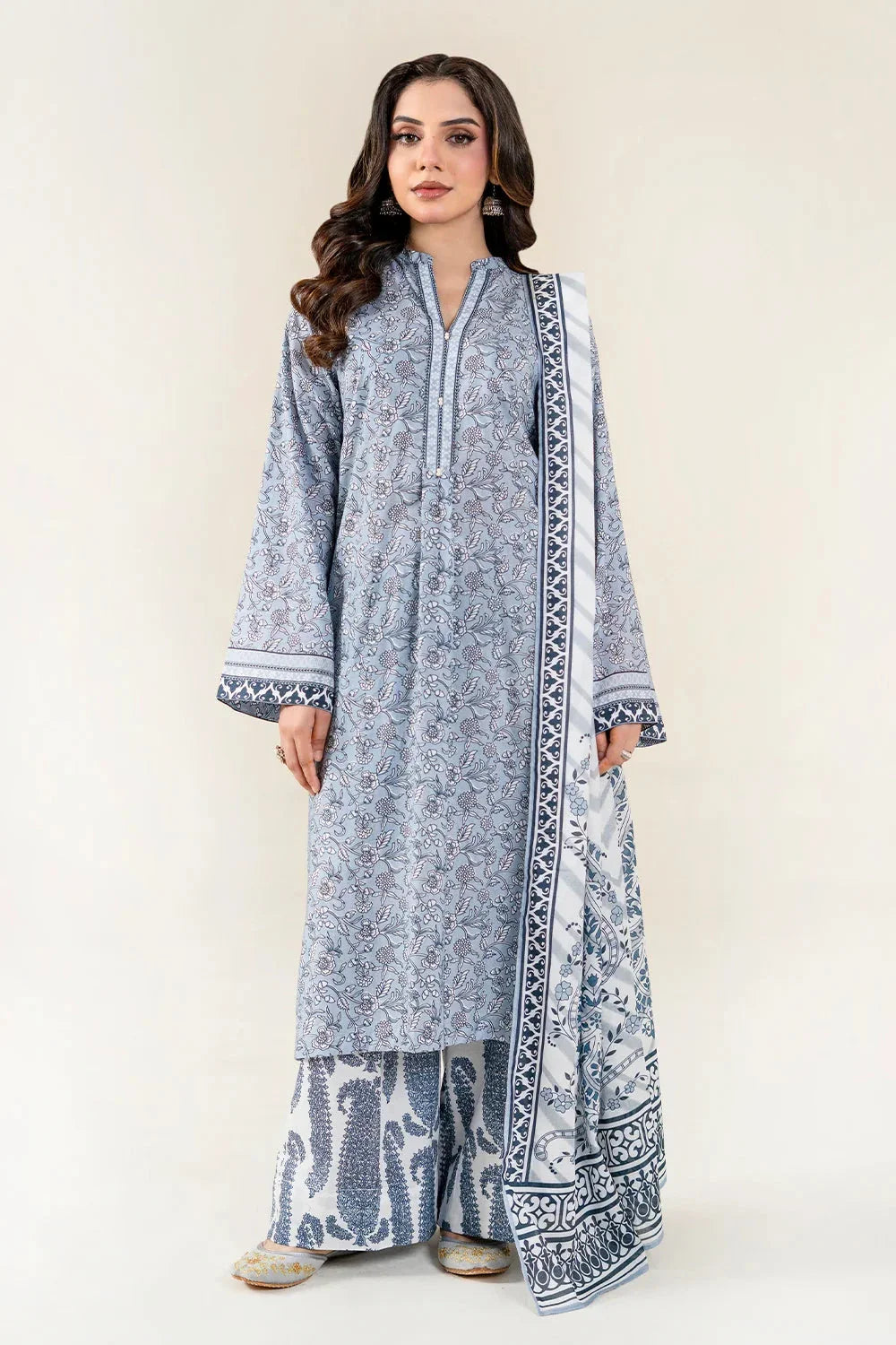 3PC Unstitched Printed Lawn Suit | KLA-3989 Printed KHAS STORES 