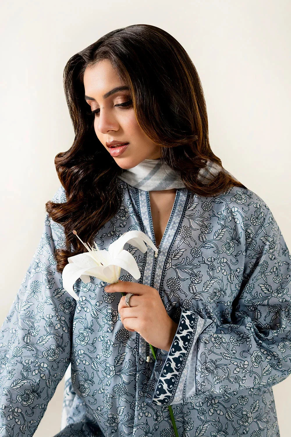 3PC Unstitched Printed Lawn Suit | KLA-3989 Printed KHAS STORES 
